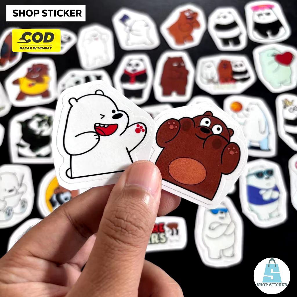 

Sticker Anime We Bare Bears Paper Vinyl Waterproof untuk Laptop Buku Casing Phone - Sticker case hp