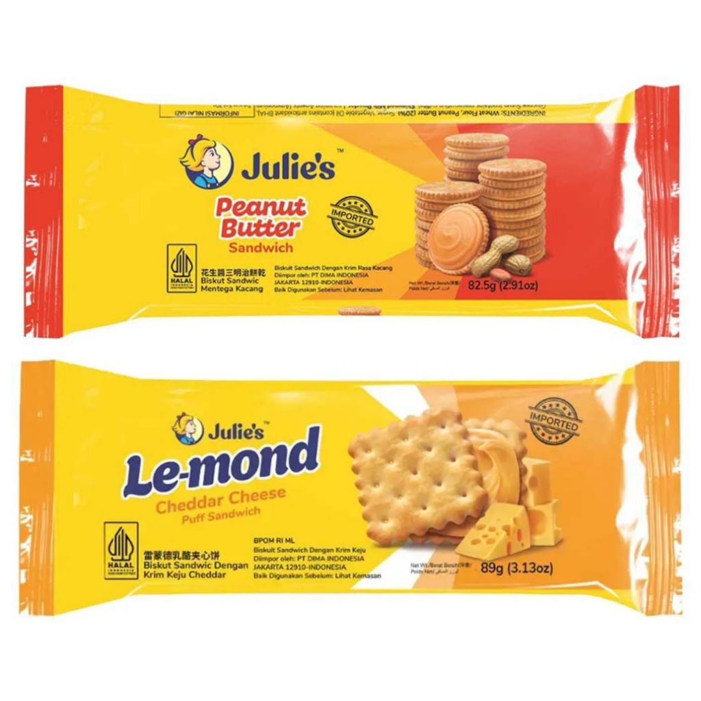 

Julie's biskuit sandwich peanut butter le-mond cheddar cheese