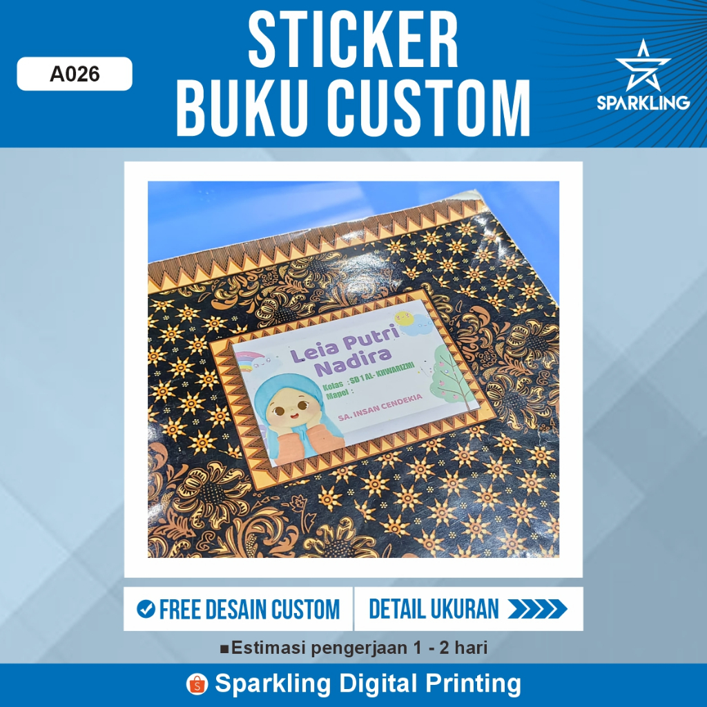

Sticker Sampul Buku Free Custom Design (Cocok Untuk Anak Sekolah) - A026