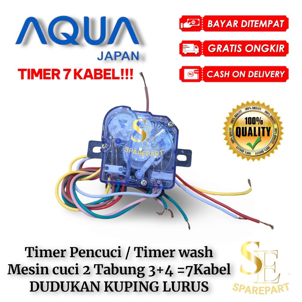 TIMER WASH PENCUCI MESIN CUCI AQUA 2 TABUNG 7 KABEL | TIMER PENCUCI 7 KABEL