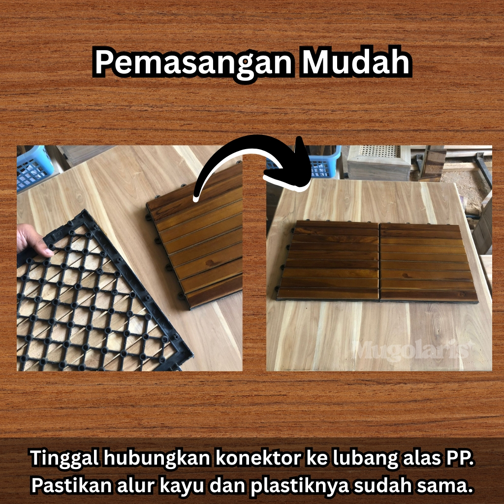 Sunbloom Lantai Decking Salur Finishing - Deckingtile Kayu Jati Dek Lurus Plastik Pp