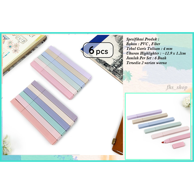 

6 Pcs Highlighter Penanda Warna Pastel Stabilo Penanda Warna Set Higlighter Pastel Highlighter Set