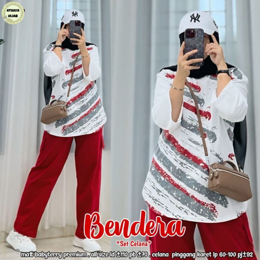 Setelan Bendera Merah Putih Kaos Polos Babyterry Nyaman Jumbo