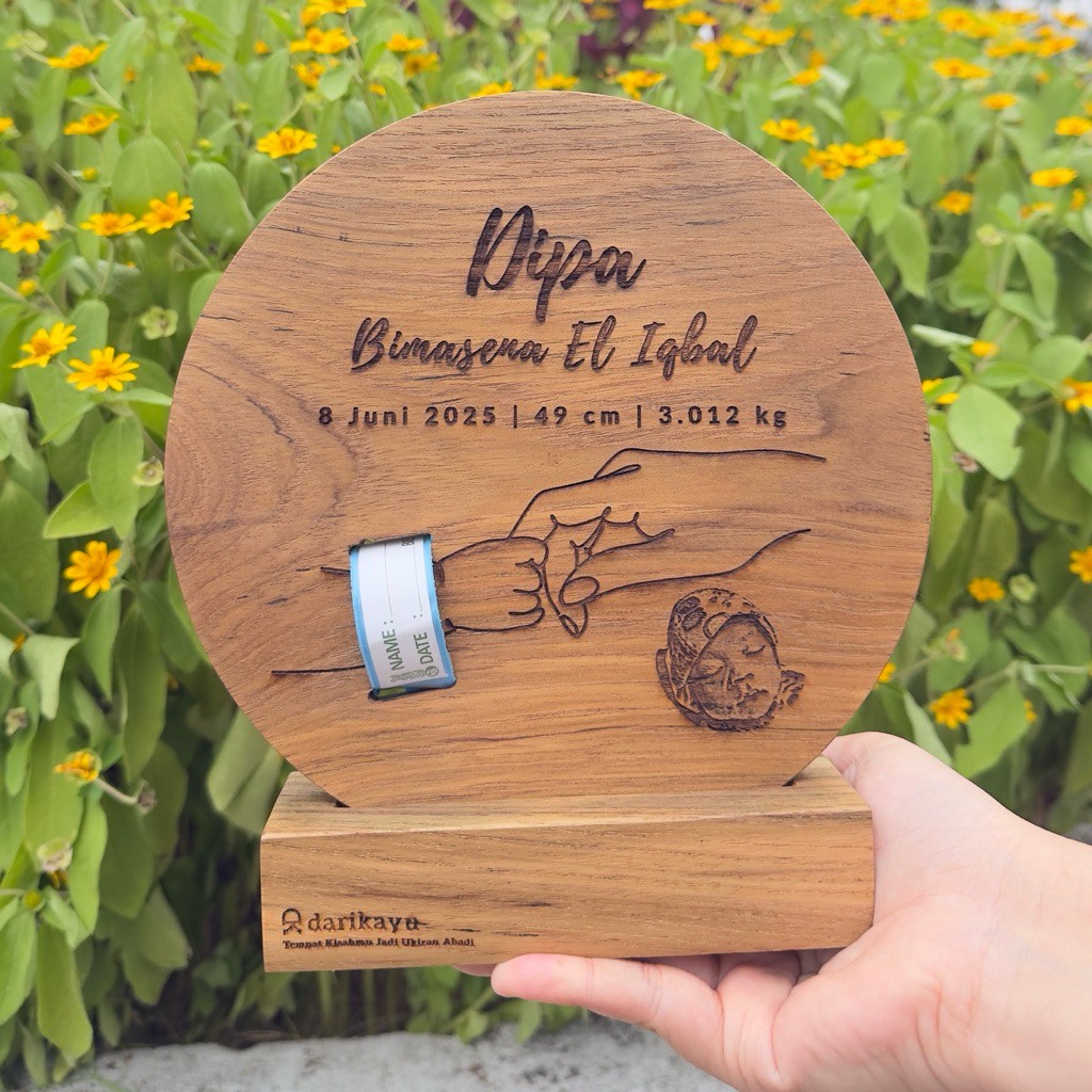 pajangan kayu jati nama bayi newborn