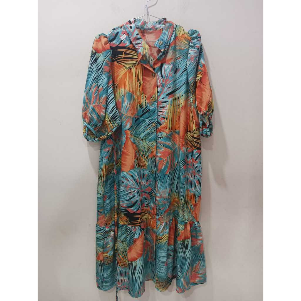 PAKAIAN WANITA/DRESS PANJANG LENGAN PENDEK