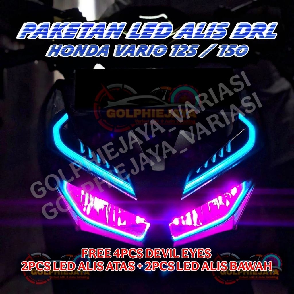 PAKETAN LED ALIS DRL VARIO 125 150 FREE 4PCS DEVIL EYES/LAMPU ALIS VARIO ALL NEW  BONUS DEMON EYE