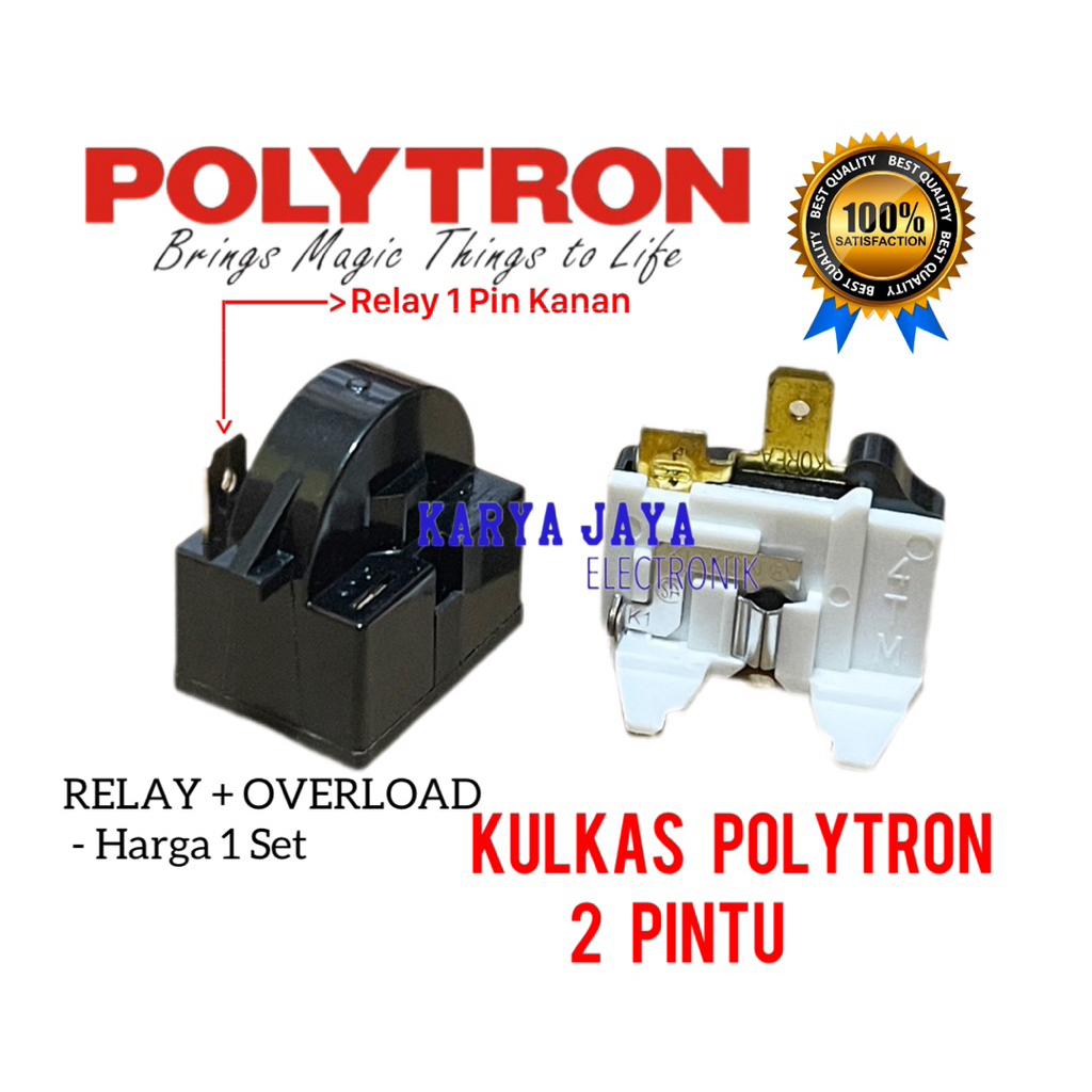 1 Set Relay 1 Pin Kanan Overload Kulkas Polytron 2 Pintu / Relay Kulkas Polytron 2 Pintu