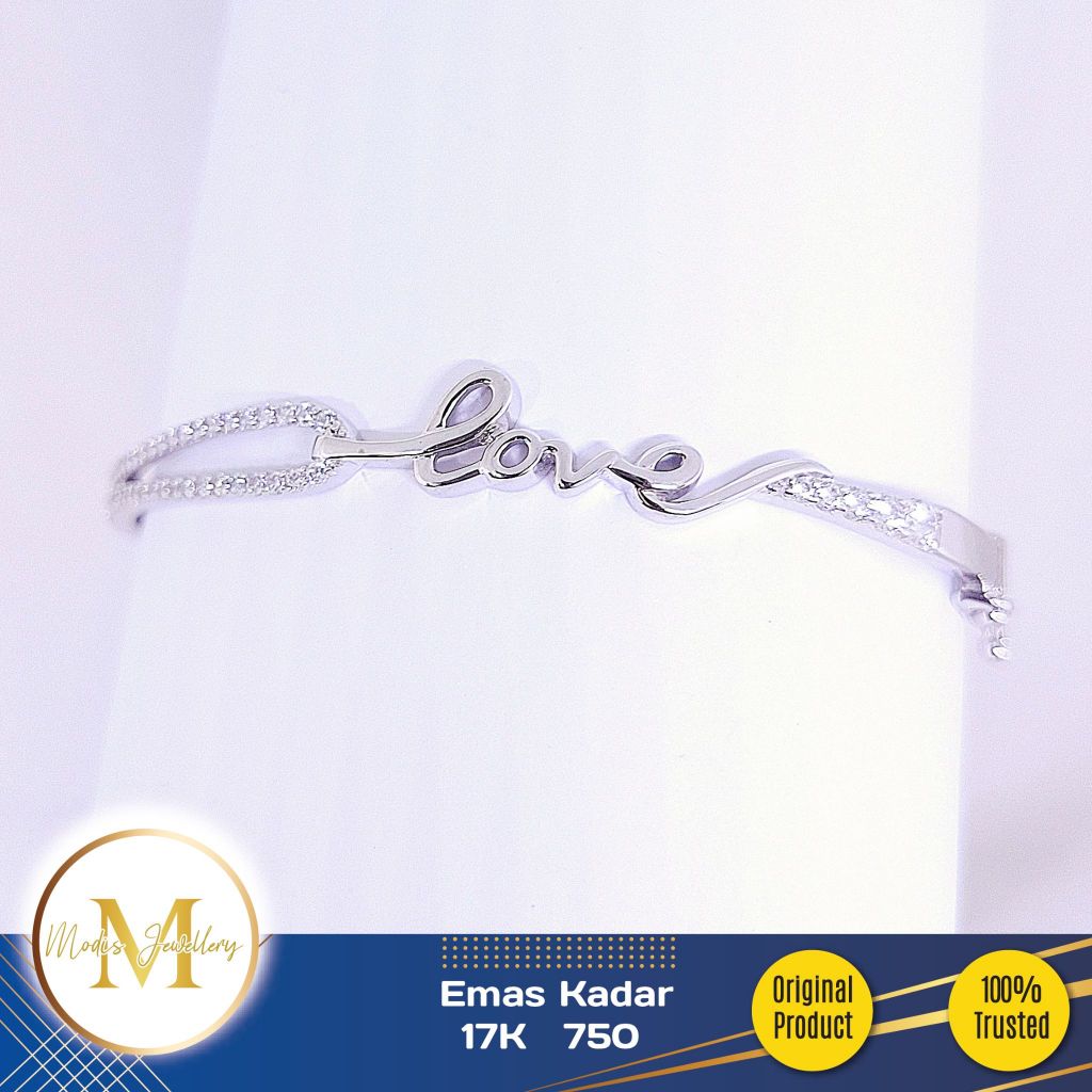 MODIS JEWELLERY - Gelang Bangle Linea Love Putih - Emas 17k  750