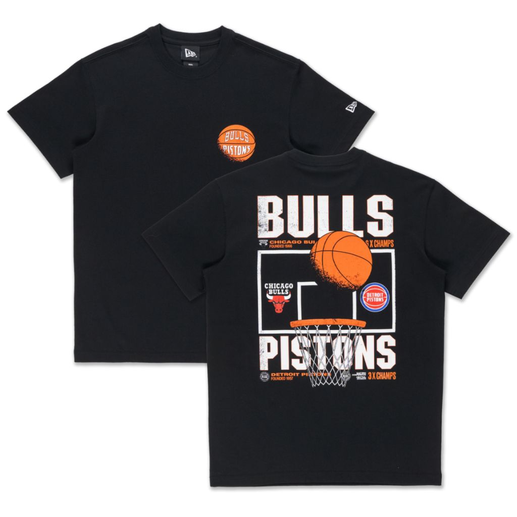 T-Shirt New Era Cap Rivals Chicago Bulls vs Detroit Pistons Black Original