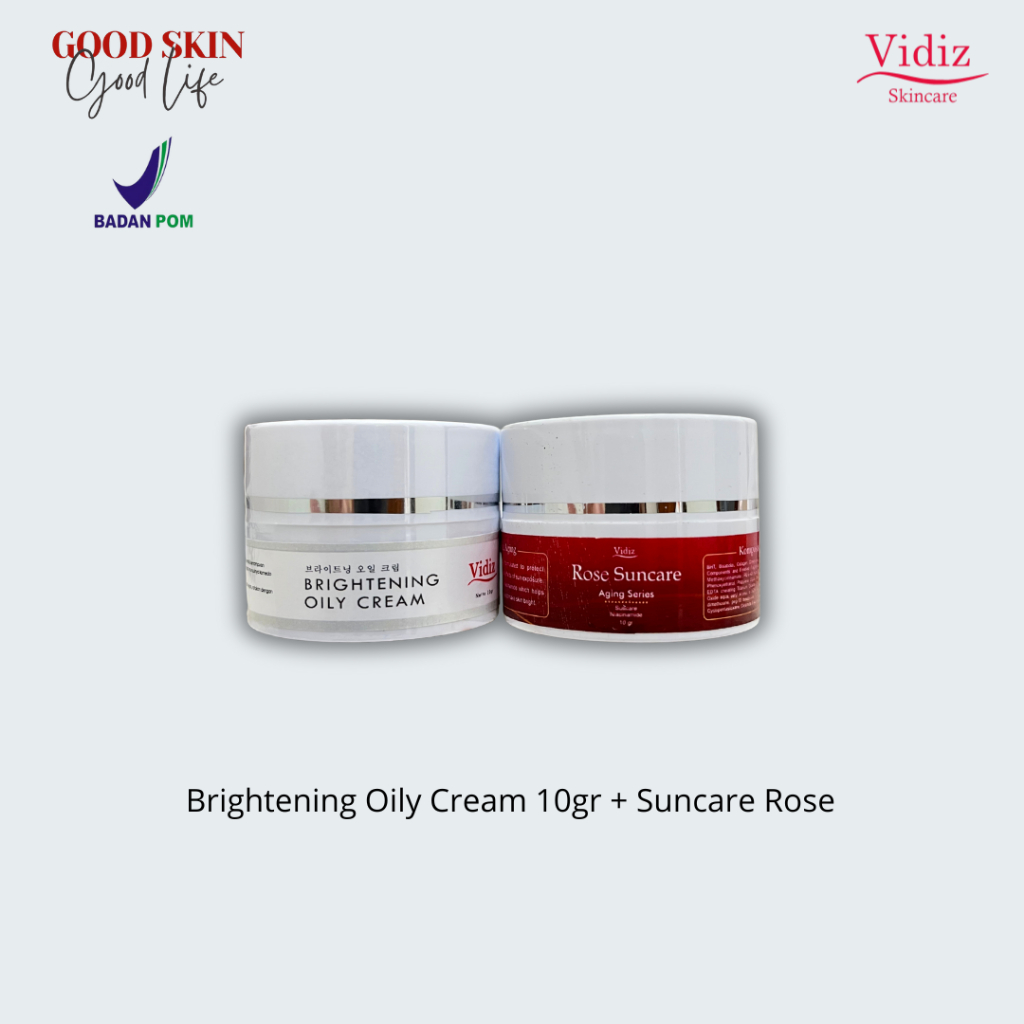 Vidiz Brightening Oily Cream 10gr & Suncare Rose Untuk Mencerahkan Kulit Berminyak