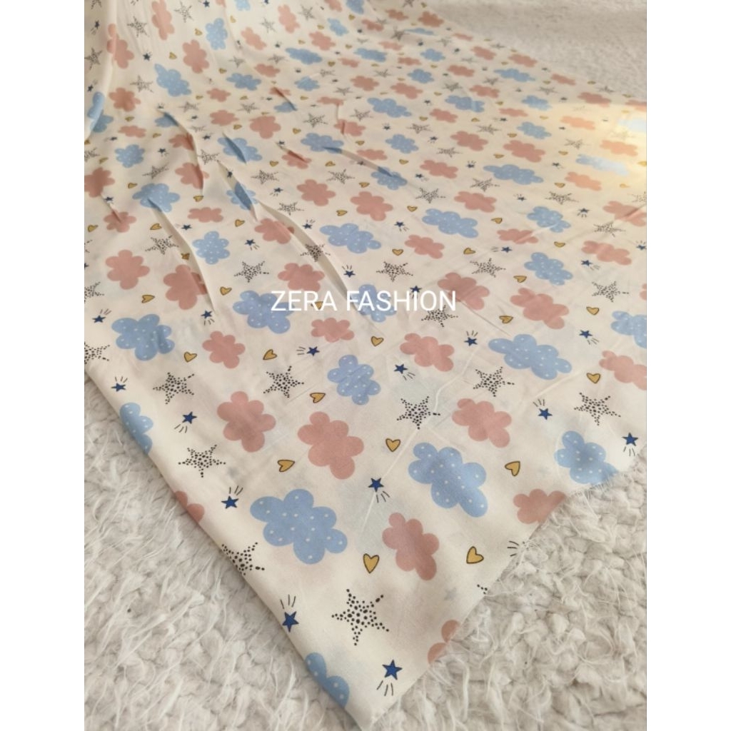 kain katun rayon premium motif karakter anak lucu 0,5 meter