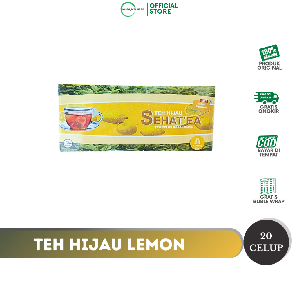 

✅ Teh Hijau SEHAT’EA Rasa Lemon – 20 Kantong Celup | Alifa Herbal Original