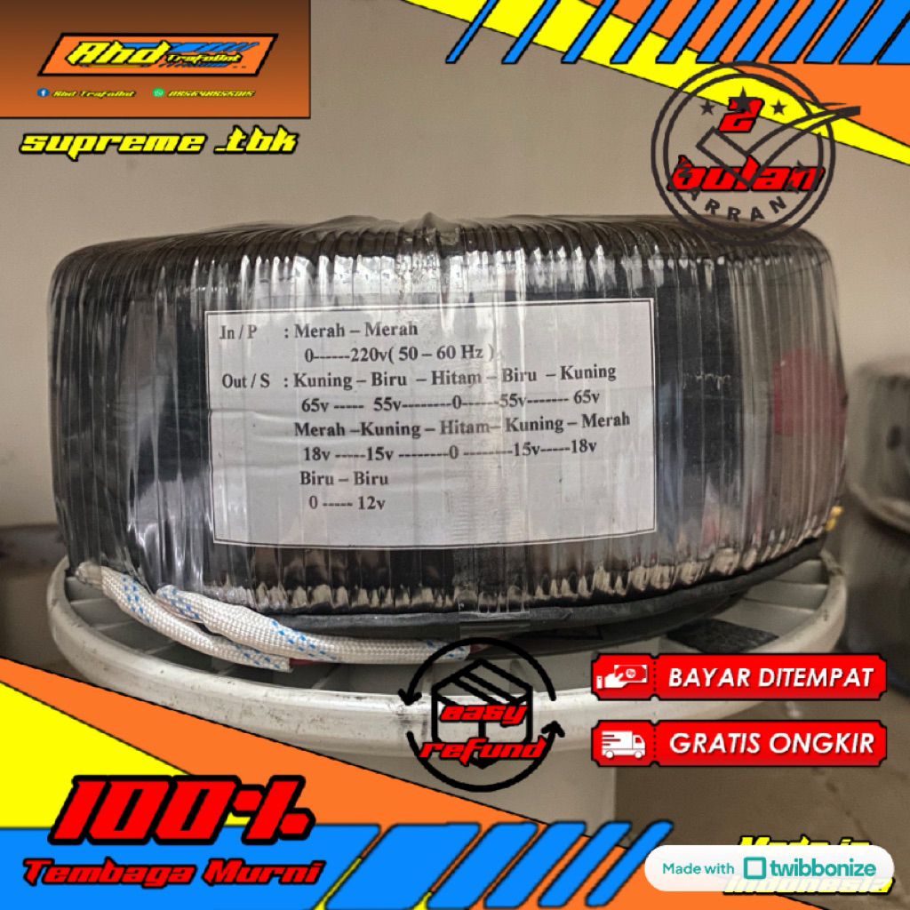 trafo donat 20A ct65 tembaga murni full supreme