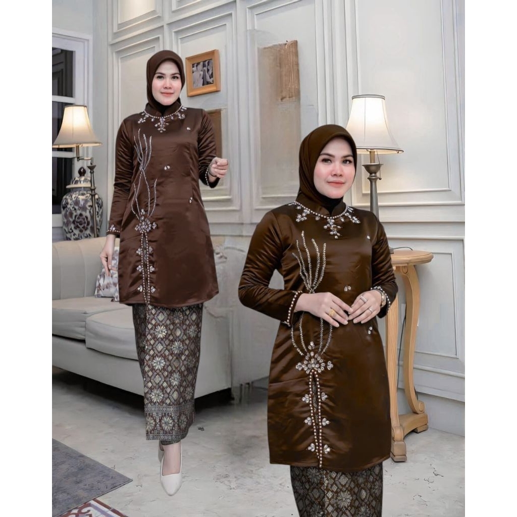 Atasan kebaya kurung melayu tafeta payet // tunik kebaya kurung // kebaya tafeta // kebaya modern