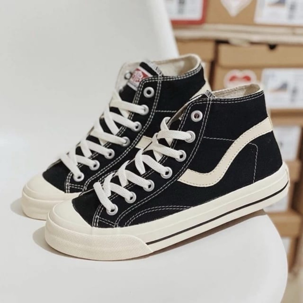 Ventela Public Hh Black Natural(PREMIUM ORI) Sepatu Hitam/Sepatu olah/Sepatu Pria/Sepatu Wanita