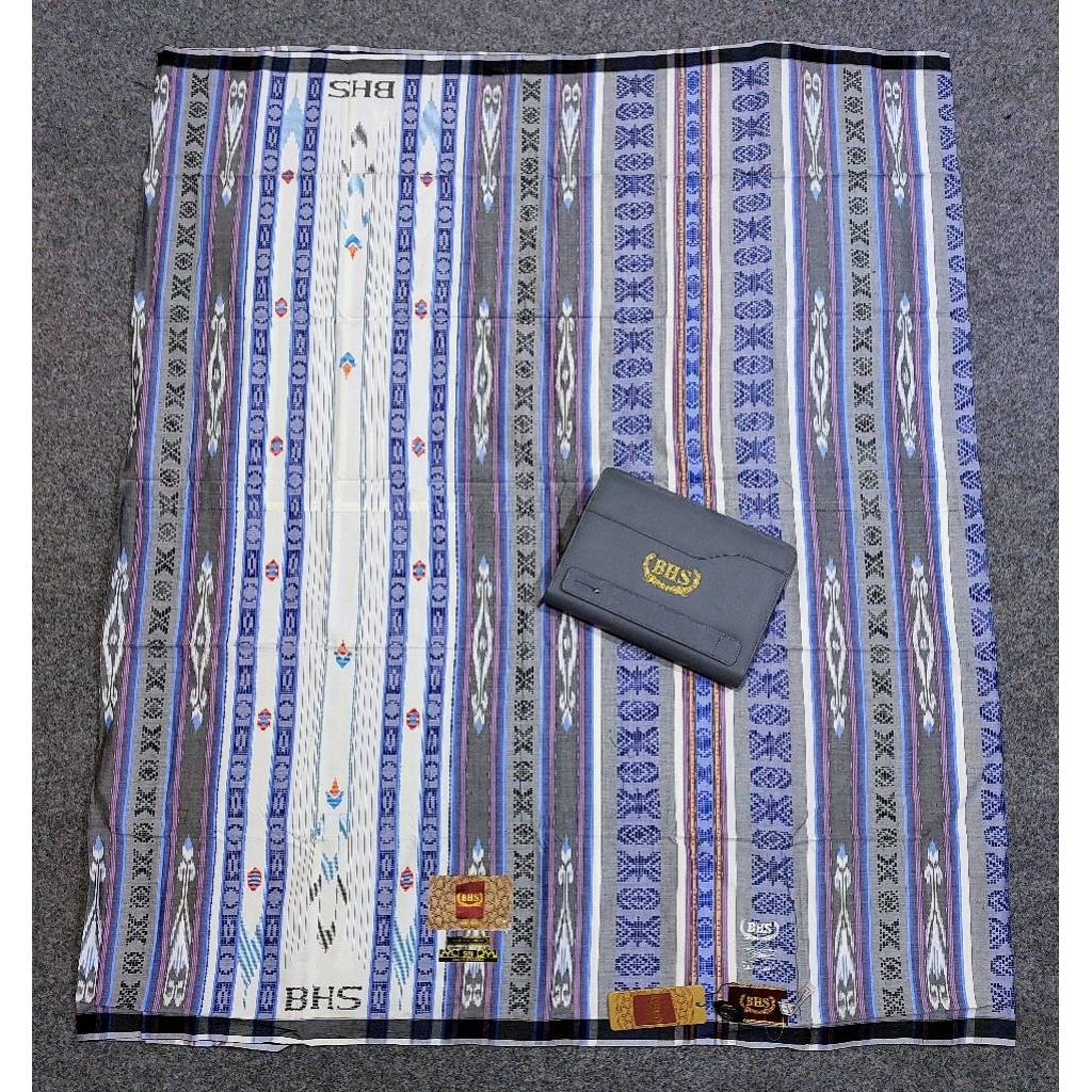 Sarung BHS SIN Gold (Songket Ikat Nusantara) Spunsilk-Mercerized Lawas Jahit Tengah TTD. A.R. Bahasu
