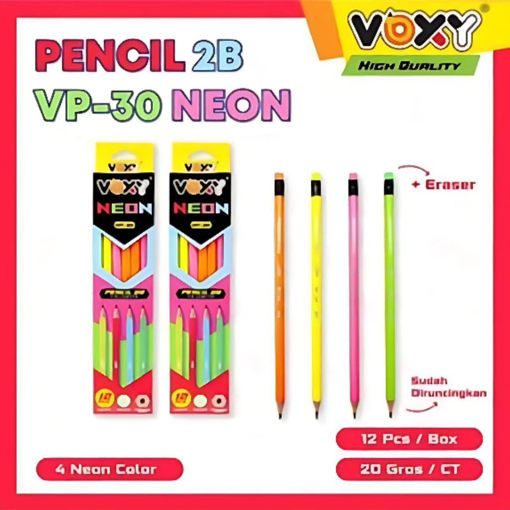 

1pack (12pcs) pensil voxy neon kwalitas bagus