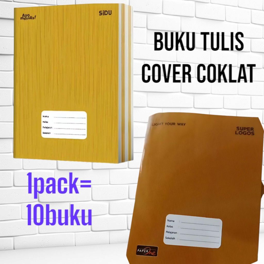 

Buku tulis sampul coklat SIDU 40lbr & superlogos by vision 38lbr 1pak isi 10 buku