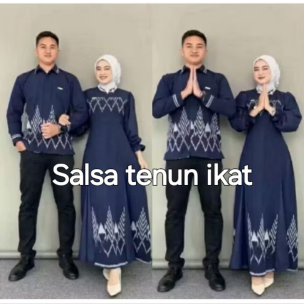 Set couple tenun ethnic, busana muslim pria wanita.