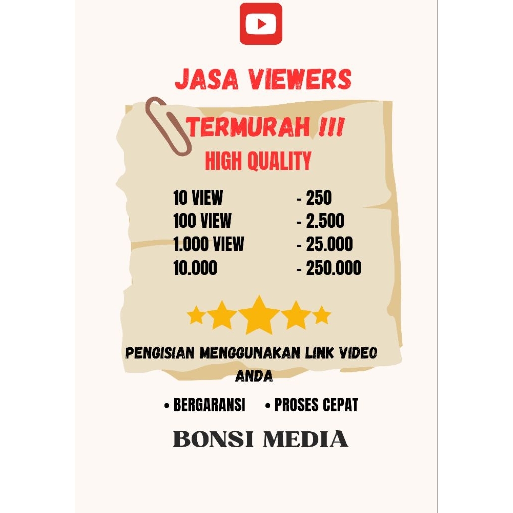 View YouTube permanen High quality BERGARANSI  PROSES CEPAT TERMURAH 