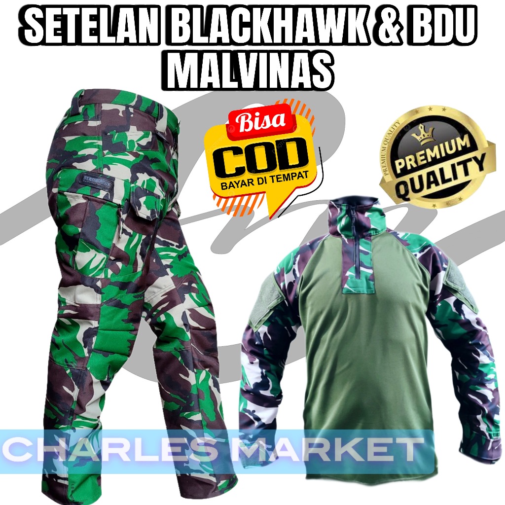 SETELAN CELANA BLACKHAWK  DAN BDU MALVINAS - SETELAN BDU MALVINAS BALOTELLI - SERAGAM MALVINAS BDU