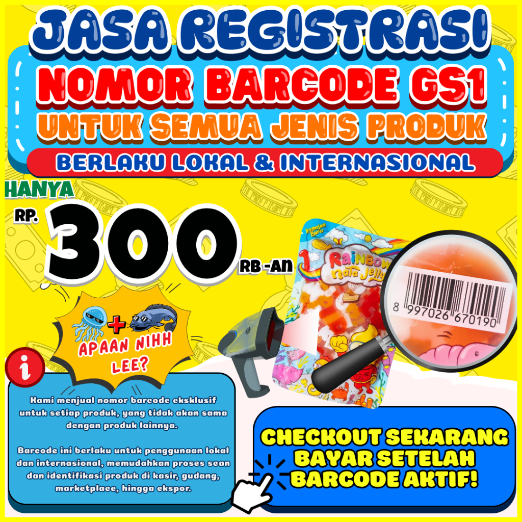 RegistrasiNomorBarcodeGS1Untuk Printer Barcode Kiswara GS1 - Barcode GS1 EAN13 untuk Mesin Printer B