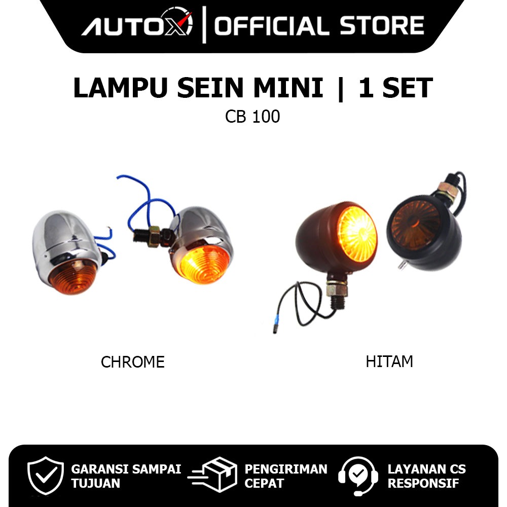 Lampu Sein Model CB100 CB 100 Lama Old Sen Mini Kuping 1 Set 2 pcs Warna Black Hitam Chrome Crom