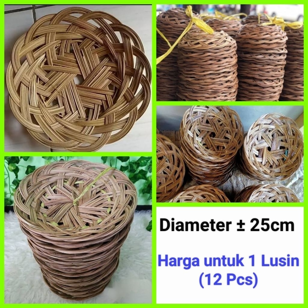 piring lidi piring makan piring anyaman Harga 1 Lusin (Isi 12 Pcs)