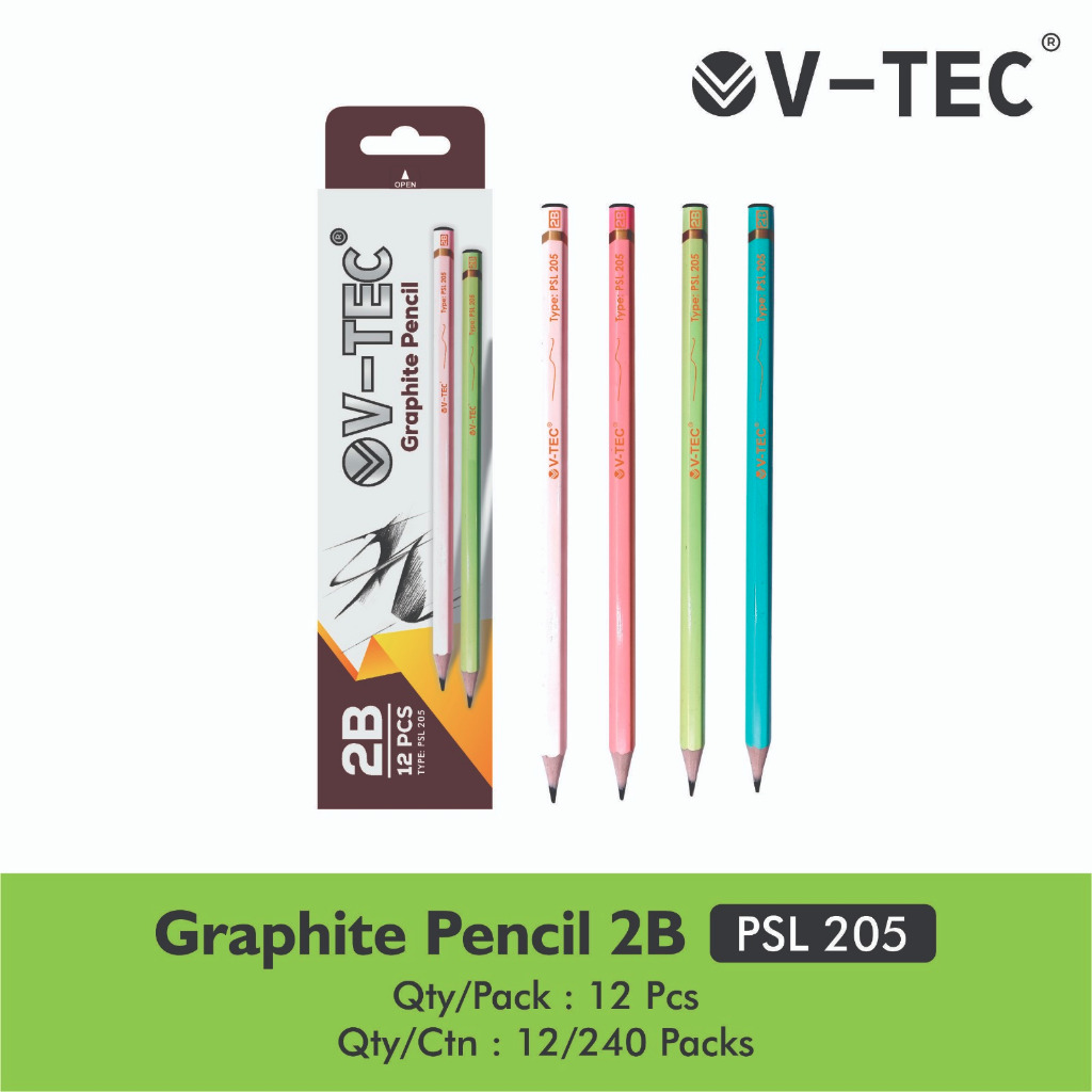 

(1 PACK 12 PCS) PENSIL 2B V-TEC PSL 205 / VTEC PSL205 PENCIL KAYU PENA ORIGINAL MENULIS GRAPHITE MENGGAMBAR SKET SKETCH ANAK ALAT TULIS SEKOLAH KULIAH ATK KANTOR STATIONERY MURAH / MITRA ABADI KATALOG JOGJA