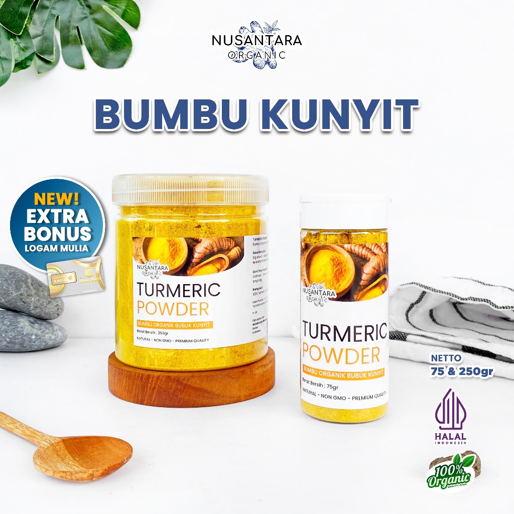 

Nusantara Organic Kunyit Bubuk Turmeric Powder Asli Tanpa Campuran Bumbu Dapur Sehat Organik