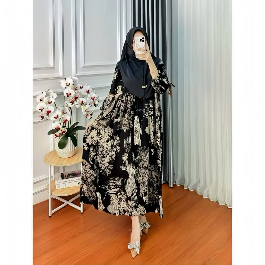 Velisa Maroon Ribbon Dress - Gamis Premium Motif Pita Elegan Muslimah Modern-6