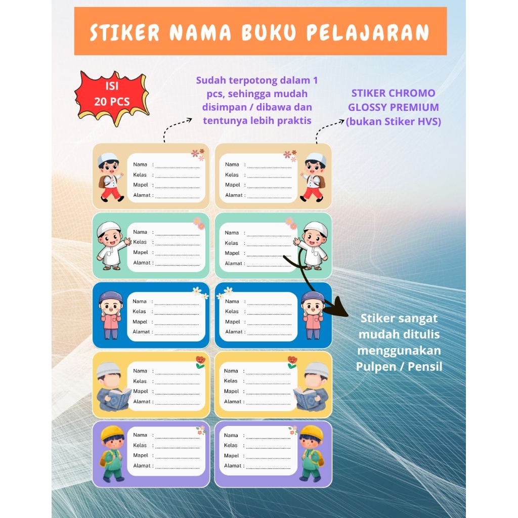 

Stiker Label Buku Pelajaran / Stiker Mapel Edisi Anak Muslim