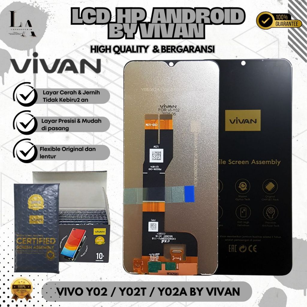 LCD VIVO Y02/Y02T/Y02A VIVAN/ LCD VIVAN LCD VIVO Y02/LCD BERKUALITAS/LCD VIVAN/Vivan Certified Mobil