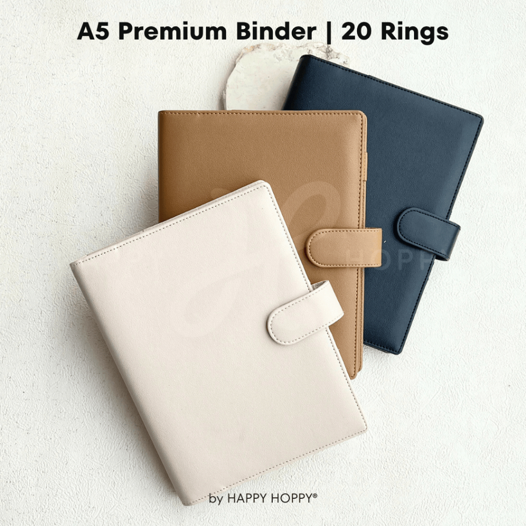 

HAPPY HOPPY - Premium Binder Leather A5 20 Rings | Binder Kulit