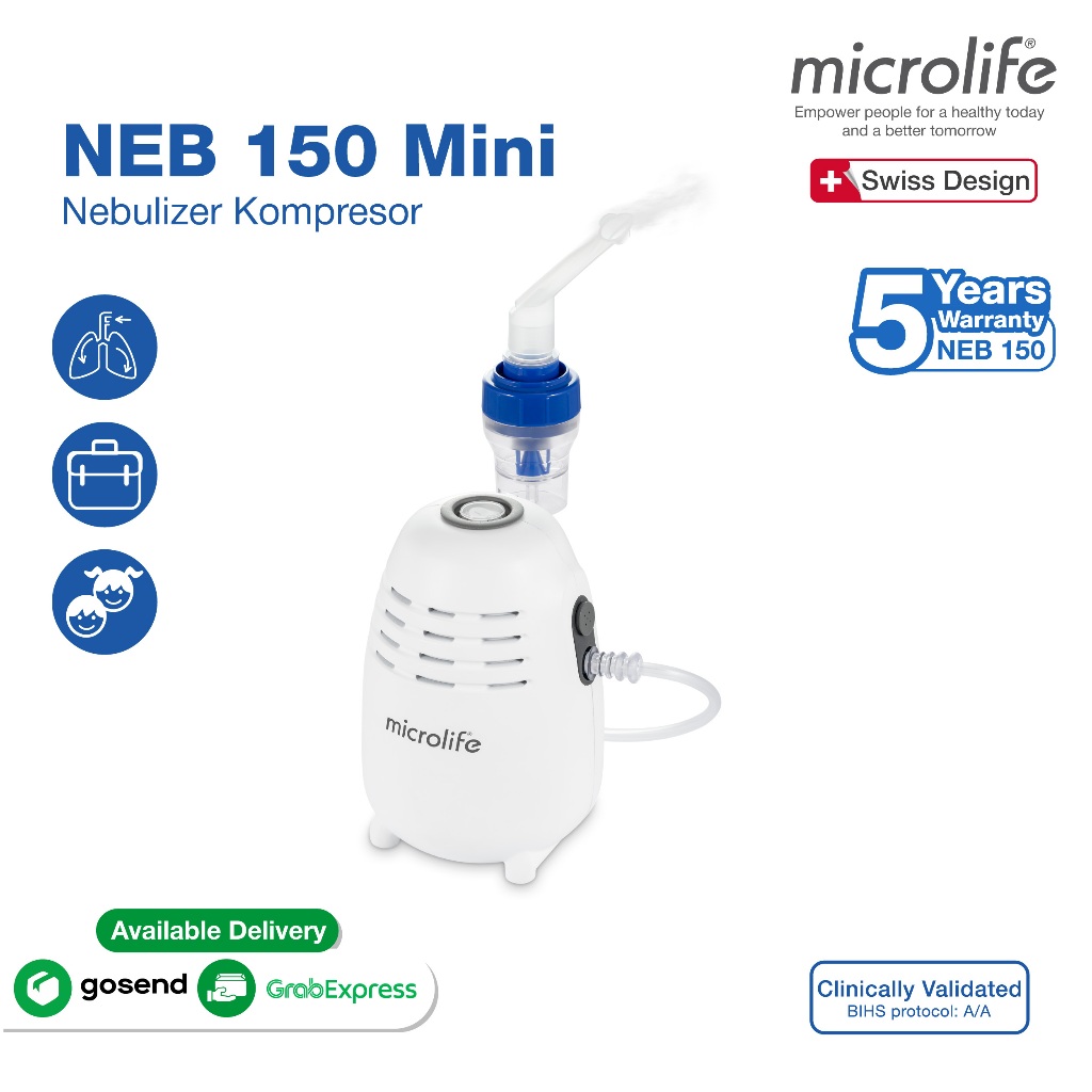 Nebulizer MICROLIFE Compressor NEB 150 Mini Alat Terapi Uap Pernapasan Flu Batuk Pilek Anak Dewasa