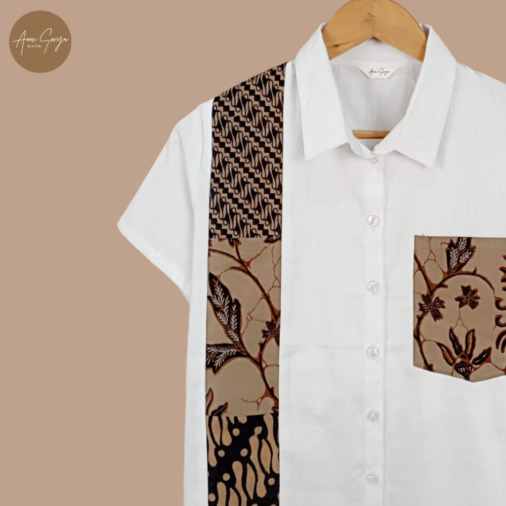 Atasan Batik Kombinasi Annesurya 30010625/Atasan/Blus Batik Kombinasi Katun Polos