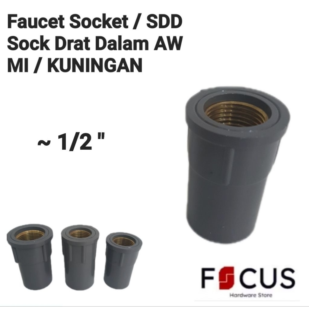faucet socket / SDD / Sock Drat Dalam AW 1/2" / 0.5 inch RUCIKA MI (Kuningan)