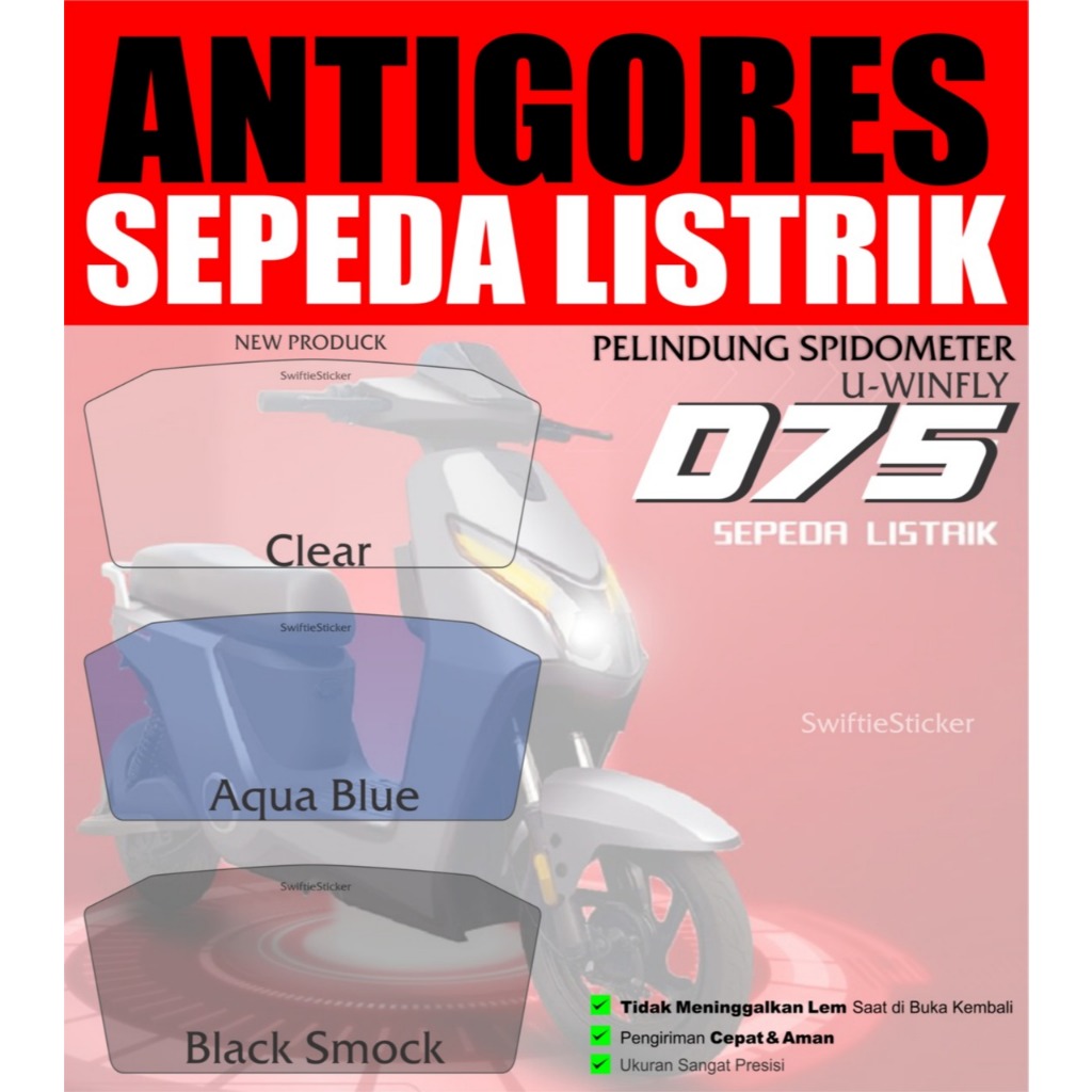 Sticker Antigores Speedometer Sepeda Listrik Uwinfly D75