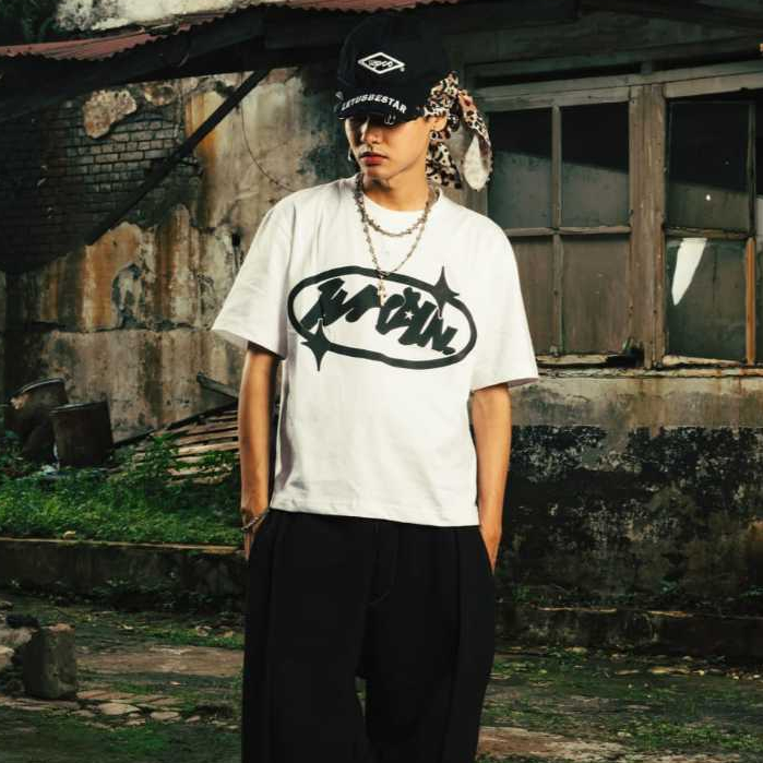 WP - Tshirt Heavyweight  Boxy Fit 16s Accent White Kaos Unisex Cotton Combed 16s /KAOS KATUN/Combed