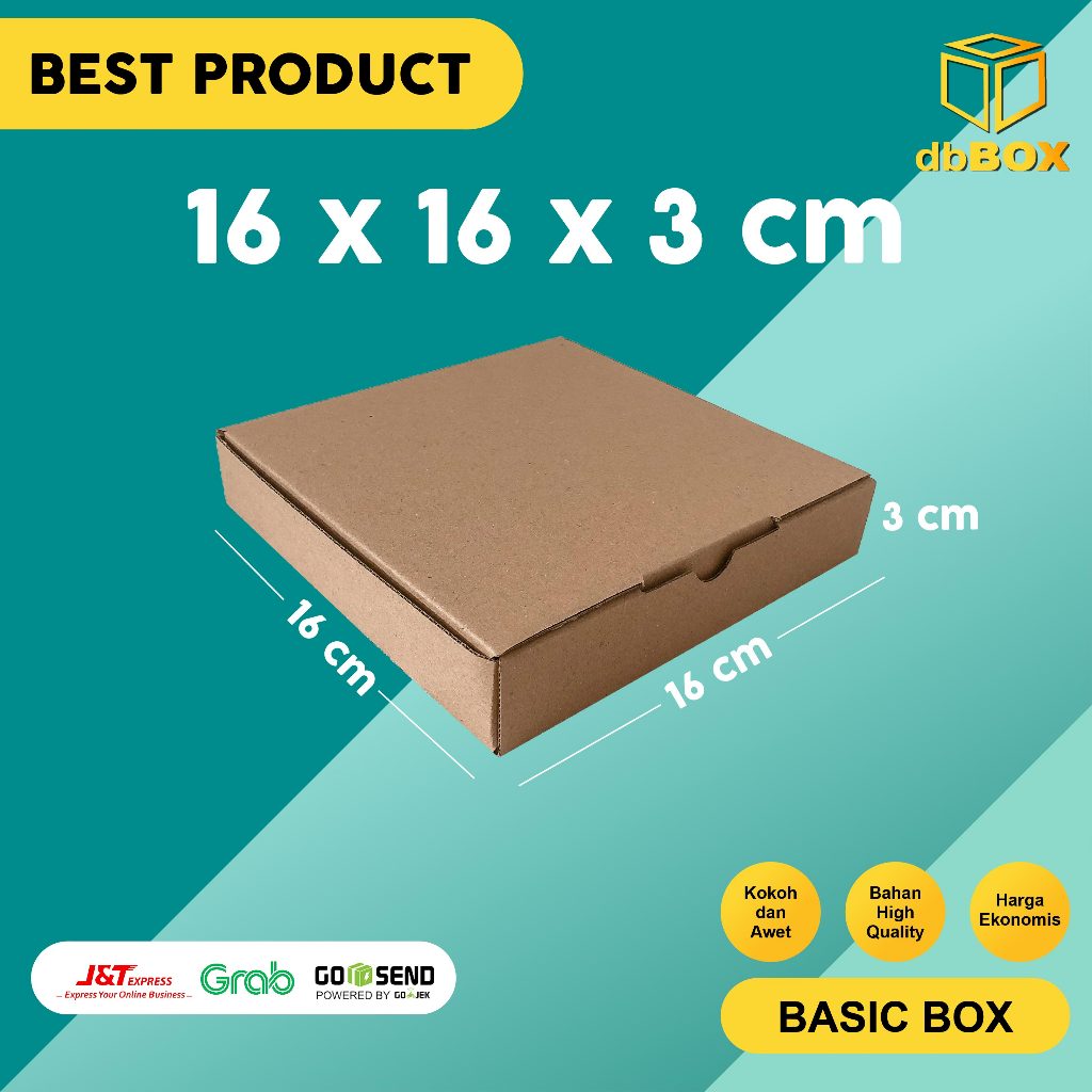 

(10pcs) Kardus Uk.16x16x3 ....Die Cut kotak Kue, snack -aksesoris-dll model box pizza