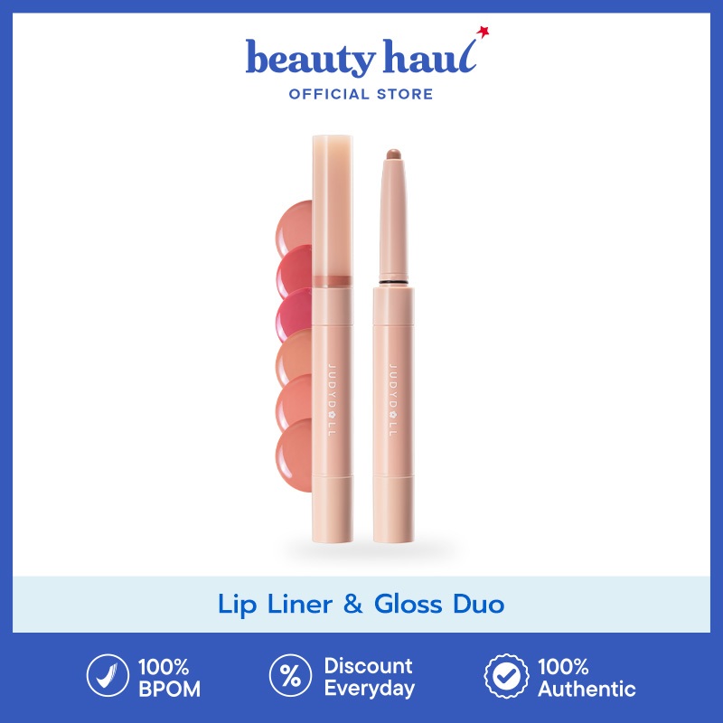 JUDYDOLL Lip Liner And Gloss Duo - Judydoll Lip Liner dan Lip Gloss, Lip Combo Praktis, Lip Makeup S