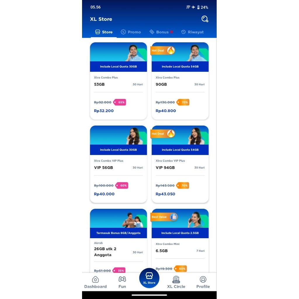 XL 70% diskon VIP 92 GB