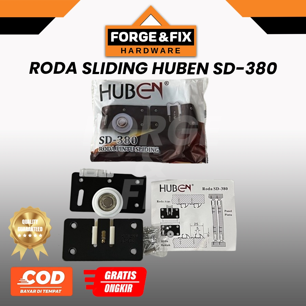 [20SET] HUBEN Roda Pintu Sliding Geser Rel Lemari SD-380