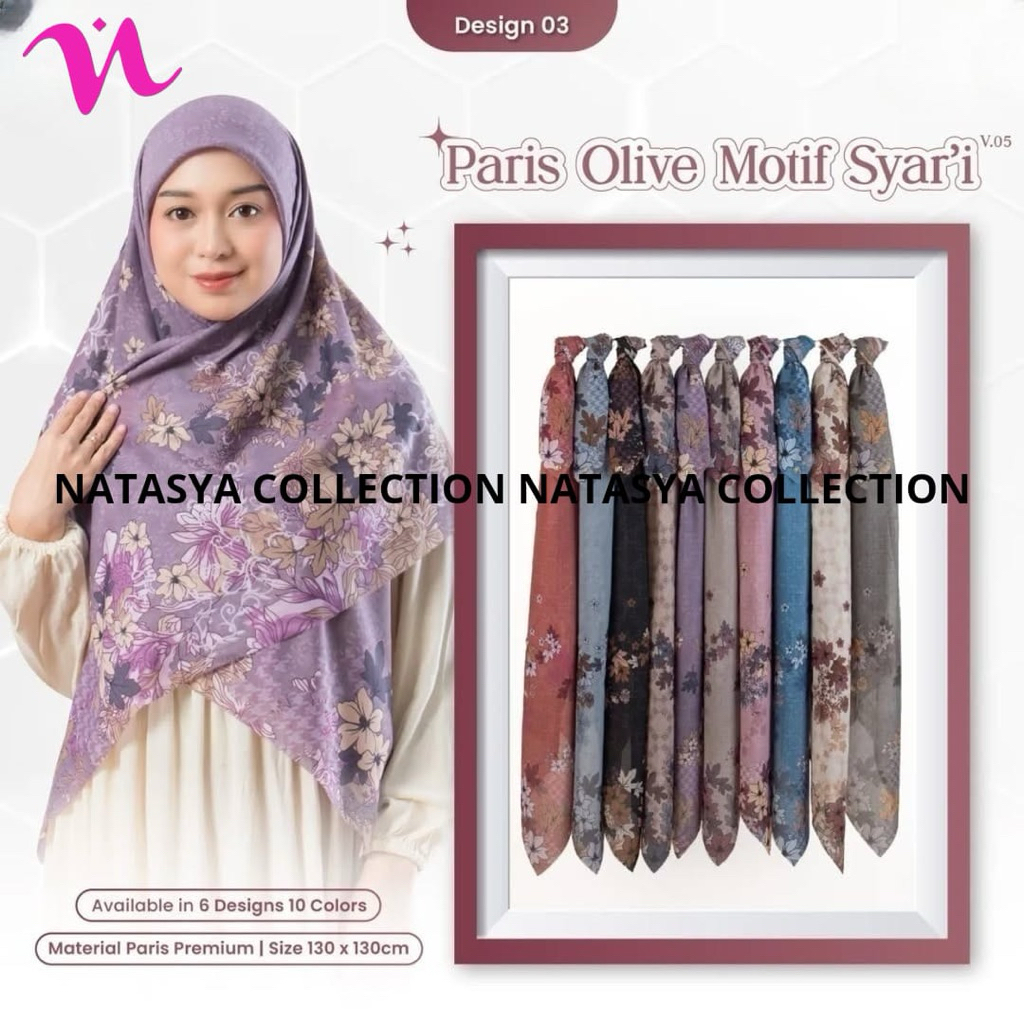 Segiempat Motif Syari Paris Olive Premium
