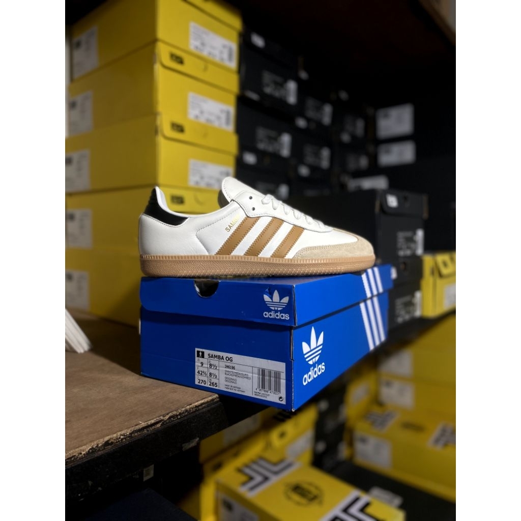 SEPATU SNEAKERS ADIDAS SAMBA OG LEATHER WHITE GUM ORIGINAL 100% BNIB RESMI