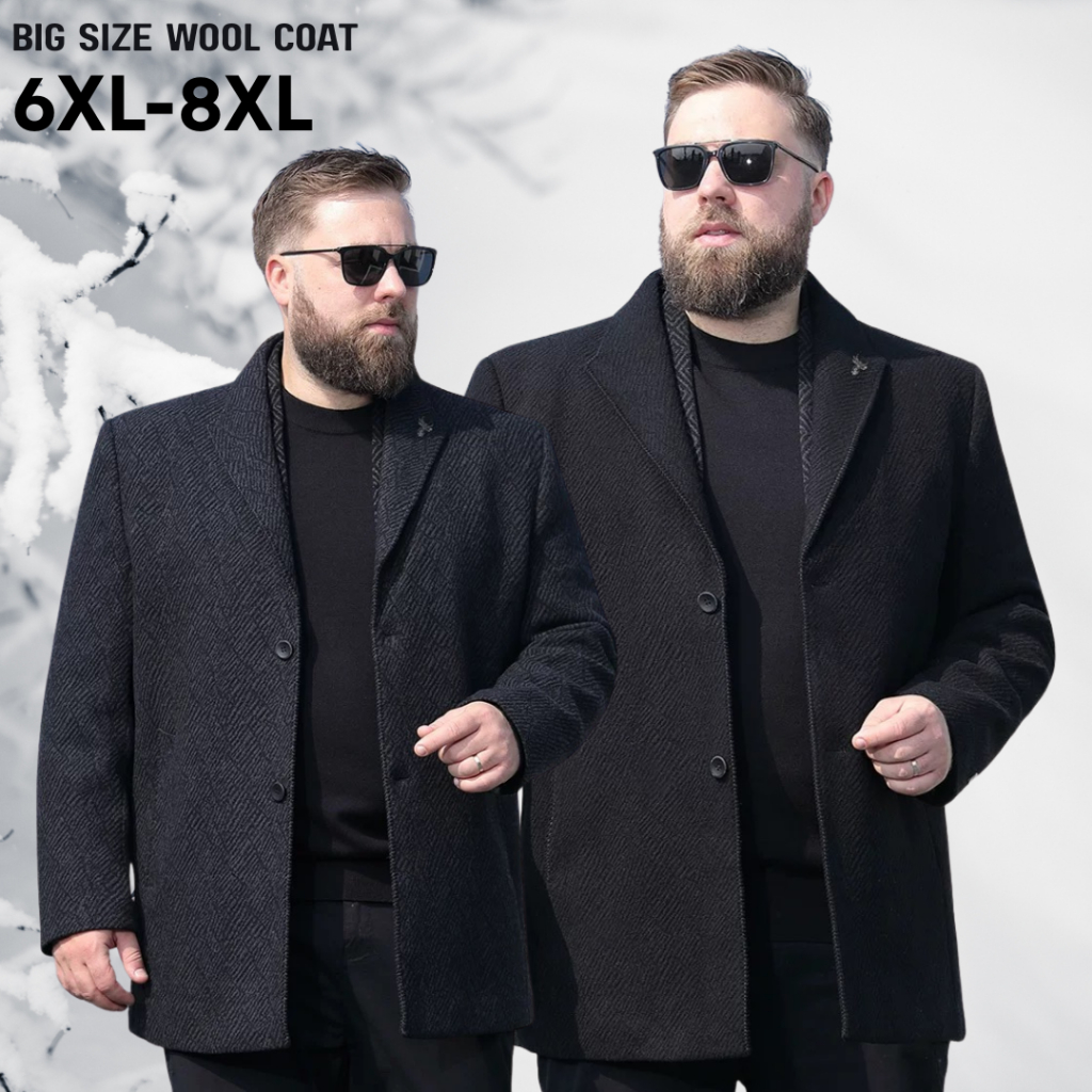 IVAN Men Wool Coat 6XL-8XL Premium Winter Mantel pria cowok musim dingin high quality big size jumbo