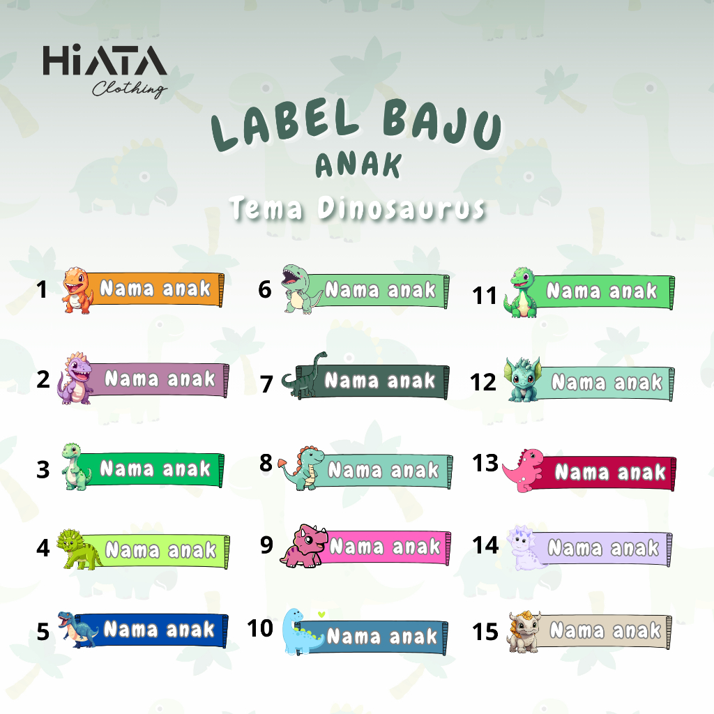 

Label Nama Baju Tema Dinosaurus ISI 50 Pcs / Stiker Sablon / Sablon Nama Baju / Label Baju Setrika Murah