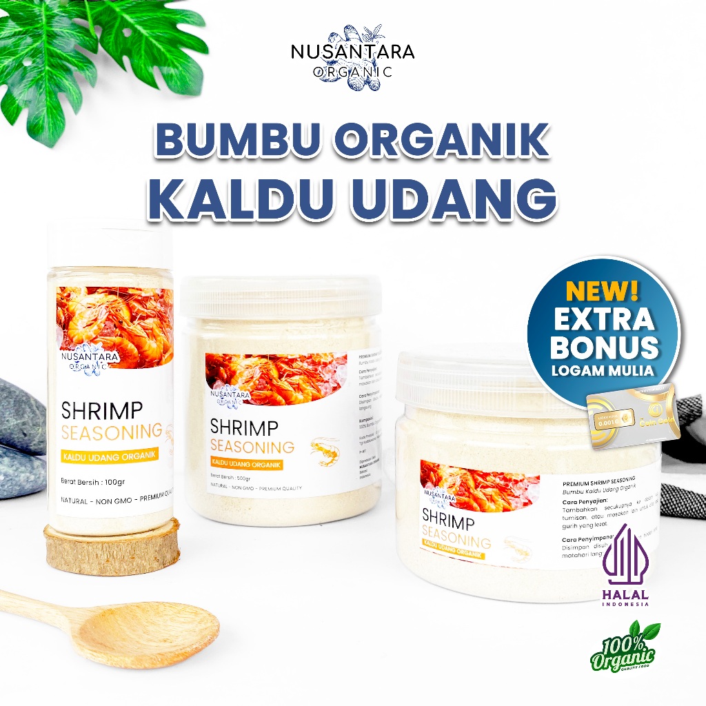 

Nusantara Organic Kaldu Udang Halal Bubuk Masak Ebi Tanpa MSG Penyedap Praktis Organik