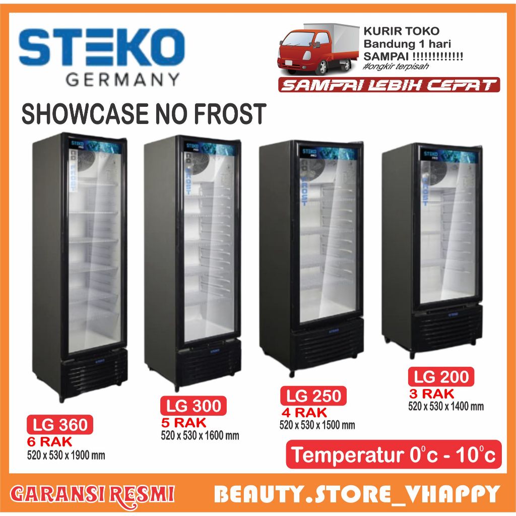 SHOWCASE STEKO LG 250 4 RAK 5 RAK 6 RAK 3 RAK Showcase Lemari Pendingin NO FROST