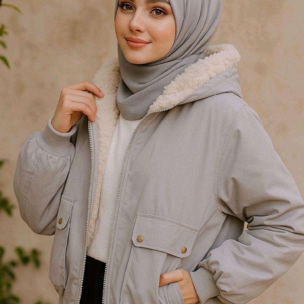 jaket winter wanita kerah bulu /jaket musim dingin wanita/jaket winter  tebal